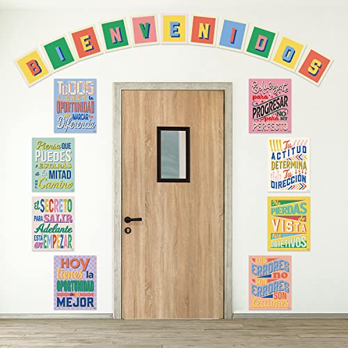 Set of 8 Motivational Posters in Spanish & BIENVENIDOS Letters for
