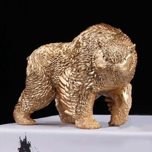 Estatua de oso con diseño de cabeza de búho esculpida en resina duradera 7