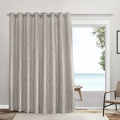 Unique House Forest Hill Patio Room Darkening Blackout Grommet Prime Patio Curtain Panel, 108″x96″, Linen