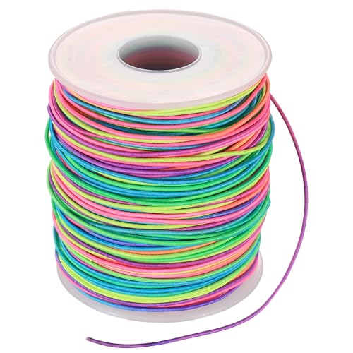 Fio para fazer pulseiras, 1 mm x 100 m fio pulseiras elástico, cordão colorido de arco-íris para contas elásticas, cordão de fios elástico para fazer jóias colares artesanato