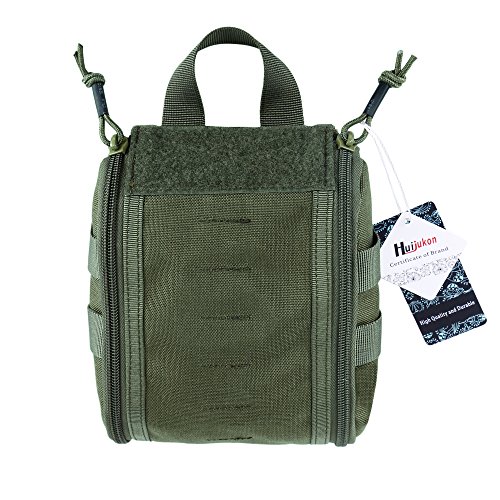 Bolsa de primeros auxilios de Huijukon de nailon 1050D, bolsa táctica y unidad metálica, Verde