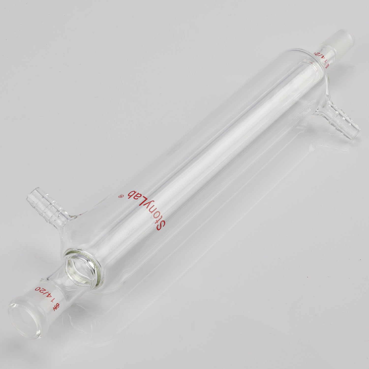 stonylab Condenseur Liebig, Condenseur en Verre Borosilicaté avec Joint 14/20 Longueur de Veste de 200 mm Condenseur en Verre de Laboratoire