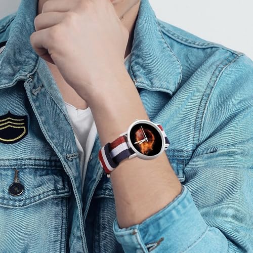 Basketball on Fire Lightweight Wrist Watch Adjustable Nylon Band Outdoor Sport Work Wrist Watch Easy to Read Time4