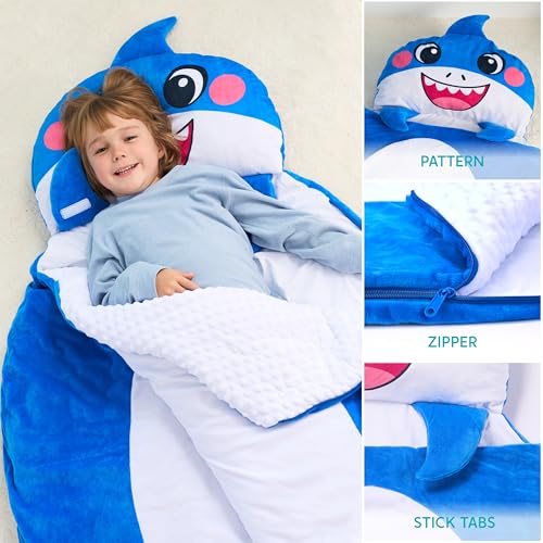 Image of JOIEDOMI Kids Sleeping Bag 4 5 6 Year Old Girl Gifts Toddler Nap Mat with Pillow & Blanket 60 inch x 39 inch for Kids Ages 3+ Soft Plush Sleeping Mat for Preschool and Boys Girls