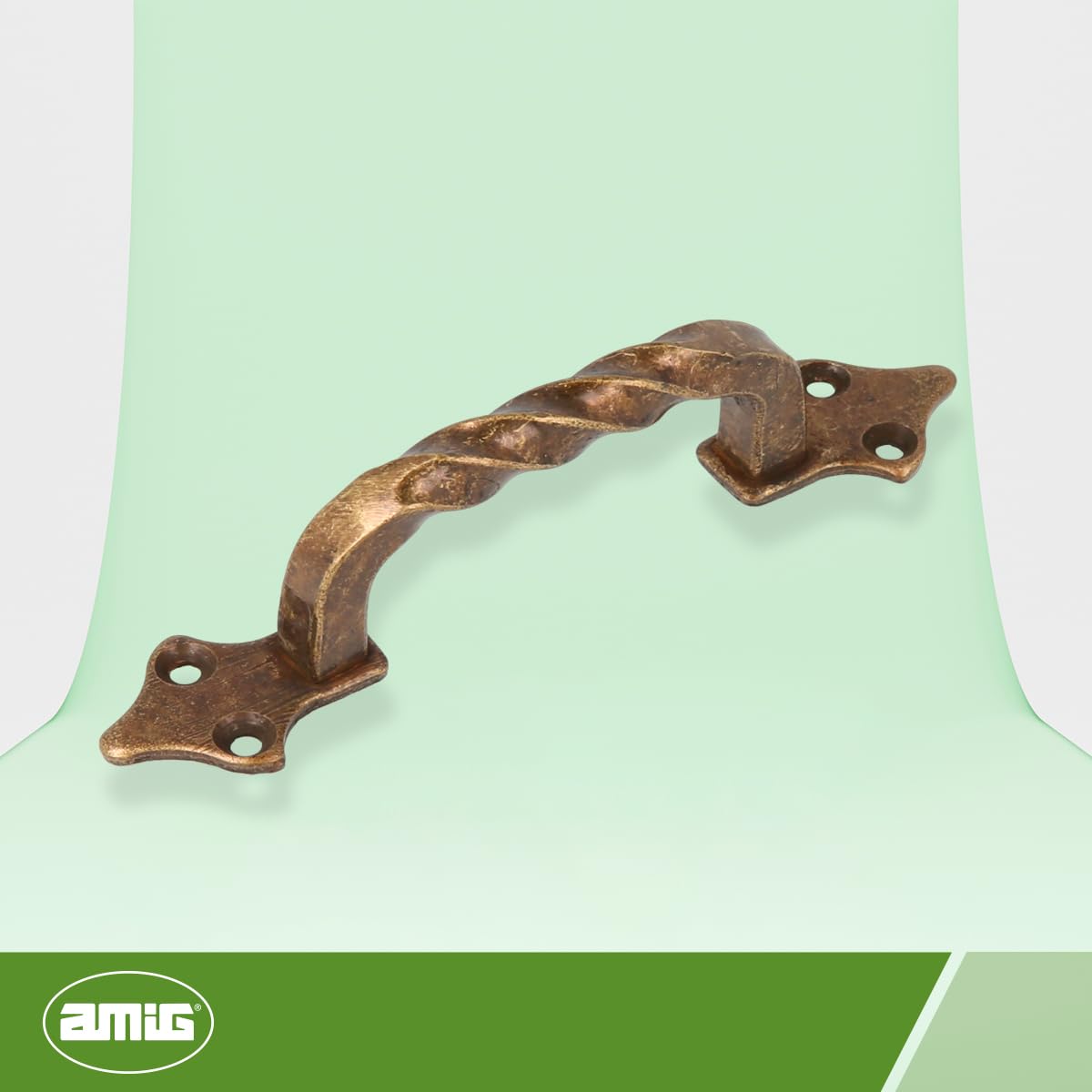 Amig - Maniglie per Mobili - Modello 1002 - Acciaio - Ferramenta Rustica - 182 mm - Senza Piastra - Viti incluse - Finitura: Cuoio