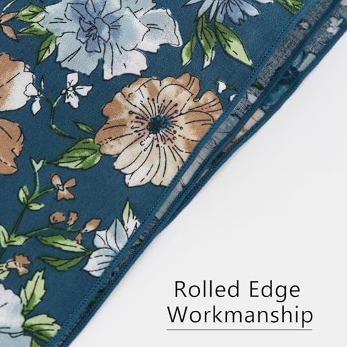 Image of Floral Pocket Squares for Men with Holder Printed Flower Mens Handkerchief Cotton Suit Pocket Hanky for Wedding