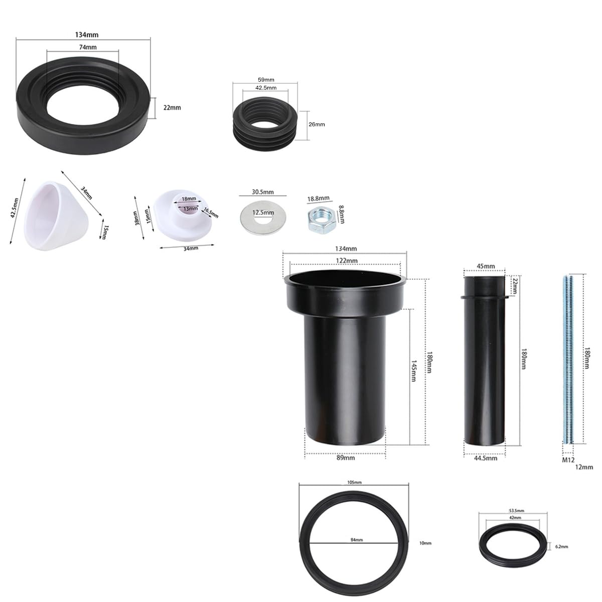 Kit de tuyaux de raccordement pour réservoir de WC suspendu au mur Kit de tuyaux de raccordement arrière pour toilettes murales et chasse d'eau du réservoir d'eau