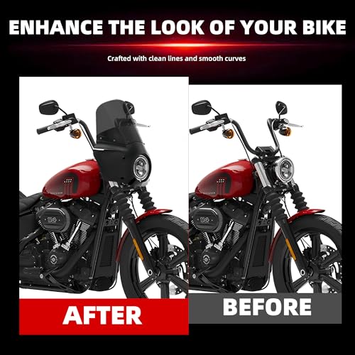 Image of FATECIM Motorcycle 5.75 inch Headlight Fairing with 13 inch Smoke Windshield Windscreen & 48-58mm Mounting Kit Headlight Extension Block For Harley 2018 2019 2020 2021 2022 Softail FXBB Street Bob