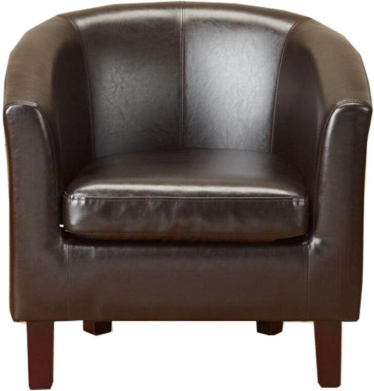 1home Faux Leather Tub Chair, Moder Bucket Chair with Soft Seat, Armchair club Chair for Living Room Bedroom Reading Room Waiting Room (Brown)