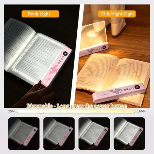 Luz de libro plana recargable portátil con atenuación de 3 colores y función de memoria 6