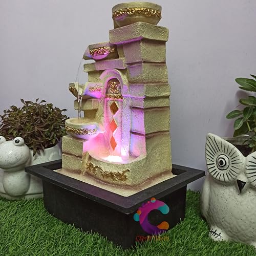 Image of Decorative Water Fountain for Home Decor, Office, Indoor & Outdoor, Garden, Puja Room, Vaastu, Reception, Spa, Gifting. (4 Step Designer Diya)