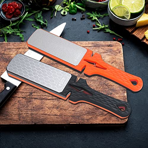 Diamond Sharpening Stone, 5-In-1 Knife Sharpening Stone Double-Sided 400/1000 Grit Honeycomb Surface Knife Sharpener Stone Whetstone Ceramic &Tungsten Steel Scissors Knives #TOP4