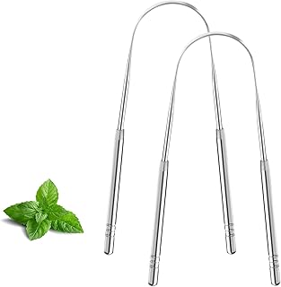 tongue scraper,metal tongue scraper for adults,Stainless Steel tongue scraper,Reduce Bad Breath and Fresher Breath (2 Pack, U-shaped)
