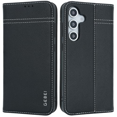 Housse cuir véritable Samsung S24 FE fermeture magnétique et support