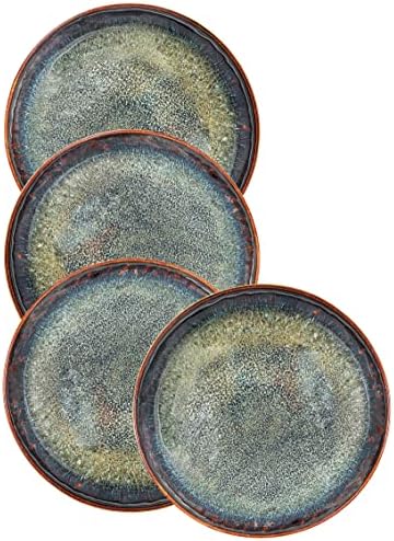 jinsongdafa 10 inch Ceramic Dinner Plates Set of 4, Main Dish for Steak, Bread, Risotto, Pasta, Salad, Microwave, Oven and Dishwasher Safe, Scratch Resistant