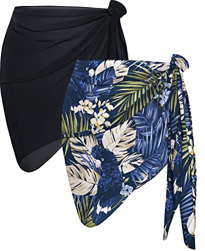 Image of CHICGAL 2 Pieces Women Beach Sarong Bathing Suit Wrap Skirt Sheer Bikini Swimsuit Cover Ups for Swimwear