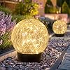 Beautyard Solar Globe Lights Outdoor Large Garden Decor USB Charged 472 Diameter 40LED 1000mAh Solar Lights Cracked Glass Globe Solar Power Yard Patio Garden 472 Large 2 Pack Warm White