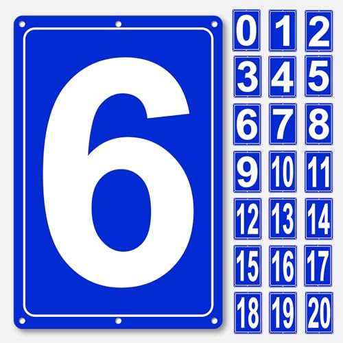 Numbered Sign 6, Aluminum Number Signs for Tennis Court, 12x8 inches Signage for Parking Lots and Public Spaces, Weatherproof and Easy to Install Metal Signs