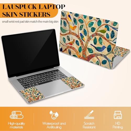 Image of 12.1 13 13.3 14 15.4 15.6 Inches Laptop Skin Sticker Decal Universal Netbook Skin Sticker Reusable Notebook Art Decal Protector Cover, Colorful Tree Bird