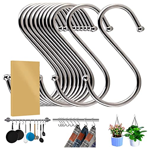 LYPER 20 ganchos en forma de S, resistentes, de acero inoxidable, para cocina, baño, dormitorio y oficina (7,6 cm, plateados) Cover