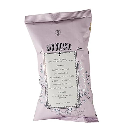 San Nicasio Patatas Fritas [Pack 24 x 40 g] en Aceite de Oliva Virgen Extra con Sal Rosa del Himalaya
