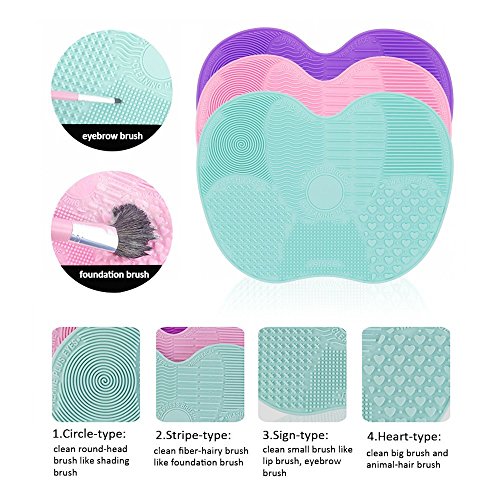 Ranphykx Silicon Makeup Brush Cleaning Mat Makeup Brush Cleaner Pad Cosmetic Brush Cleaning Mat Portable Washing Tool Scrubber with Suction Cup - Thumbnail 6