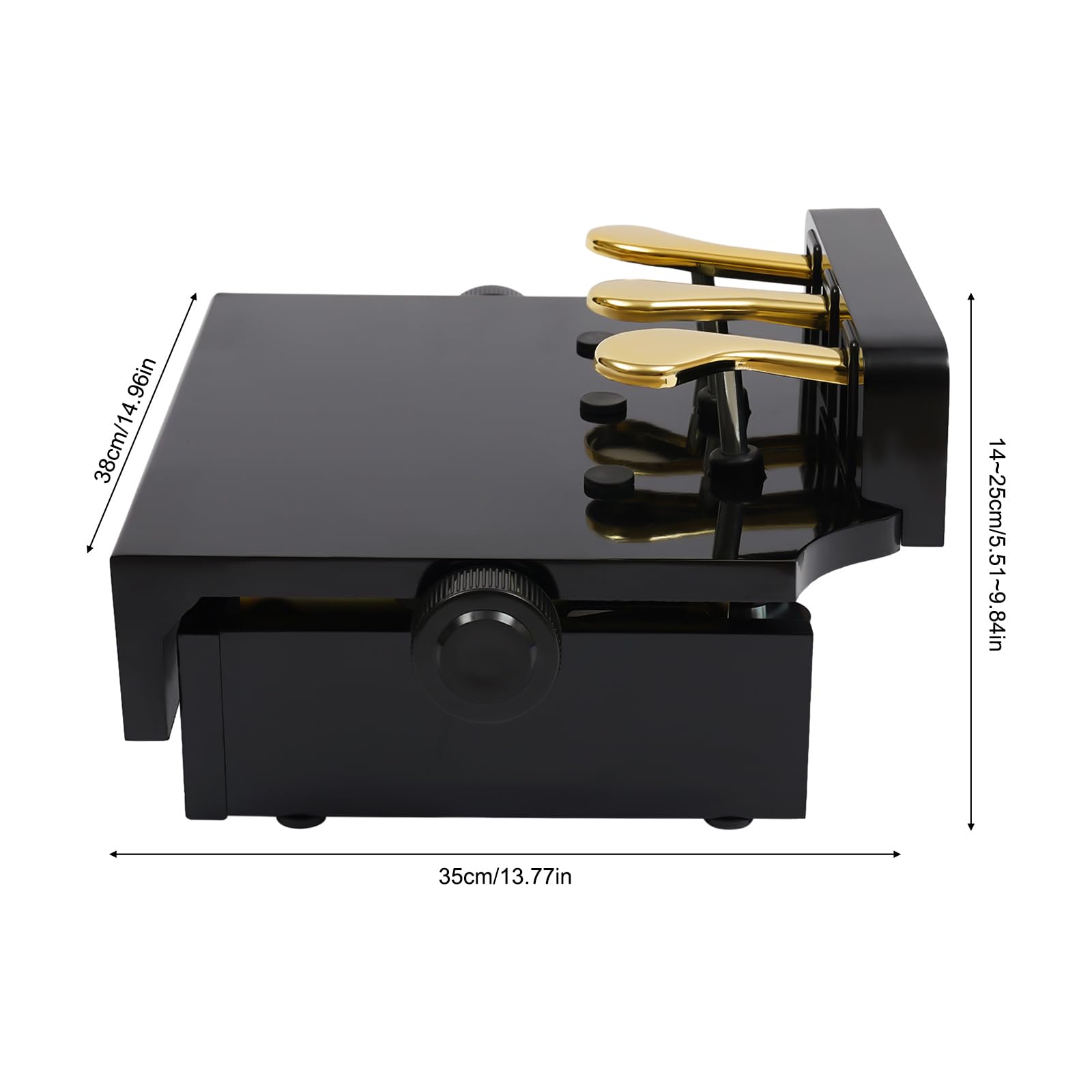 Elevador de pedal infantil para piano, extensor de pedal, banco de extensión de pedal, efecto de pedal con 3 pedales, altura ajustable para niños de 4 a 12 años, color negro