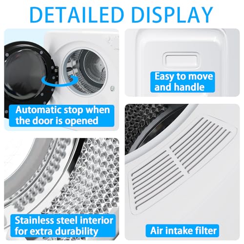 image for Erivess 1.8 cu.ft Portable Clothes Dryer, 800W Compact Dryer with Stai