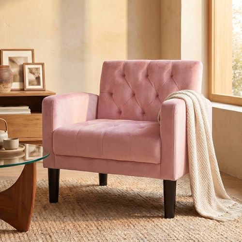 Mid-Century Tufted Accent Chair Upholstered Armchair for Living Room