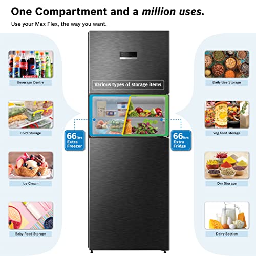 Image of Bosch MaxFlex Convert 332L Inverter Frost Free Triple Door Refrigerator Appliance (CMC33K05NI,Convertible,Black Steel)