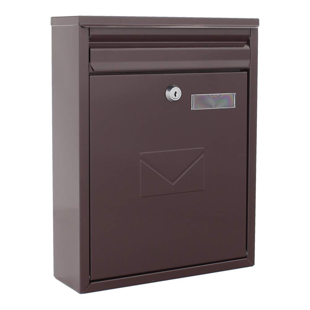 Rottner K10348 Buzón como, marrón, Cerradura de Cilindro con 2 Llaves, LxHxP 250 x 320 x 85 mm, Kit de fijación Incluido, Placa para anomar
