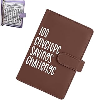 100 Envelope Challenge Binder, Money Saving Wallet Savings Binder with Cash Envelopes, Envelope Savings Challenge Binder Budget Planner Book for Budgeting School Home Office (Purple)