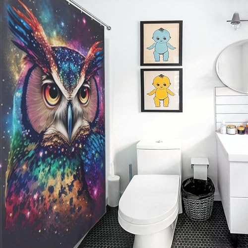 Rideau de douche chouette néon lavable en polyester 122x183cm