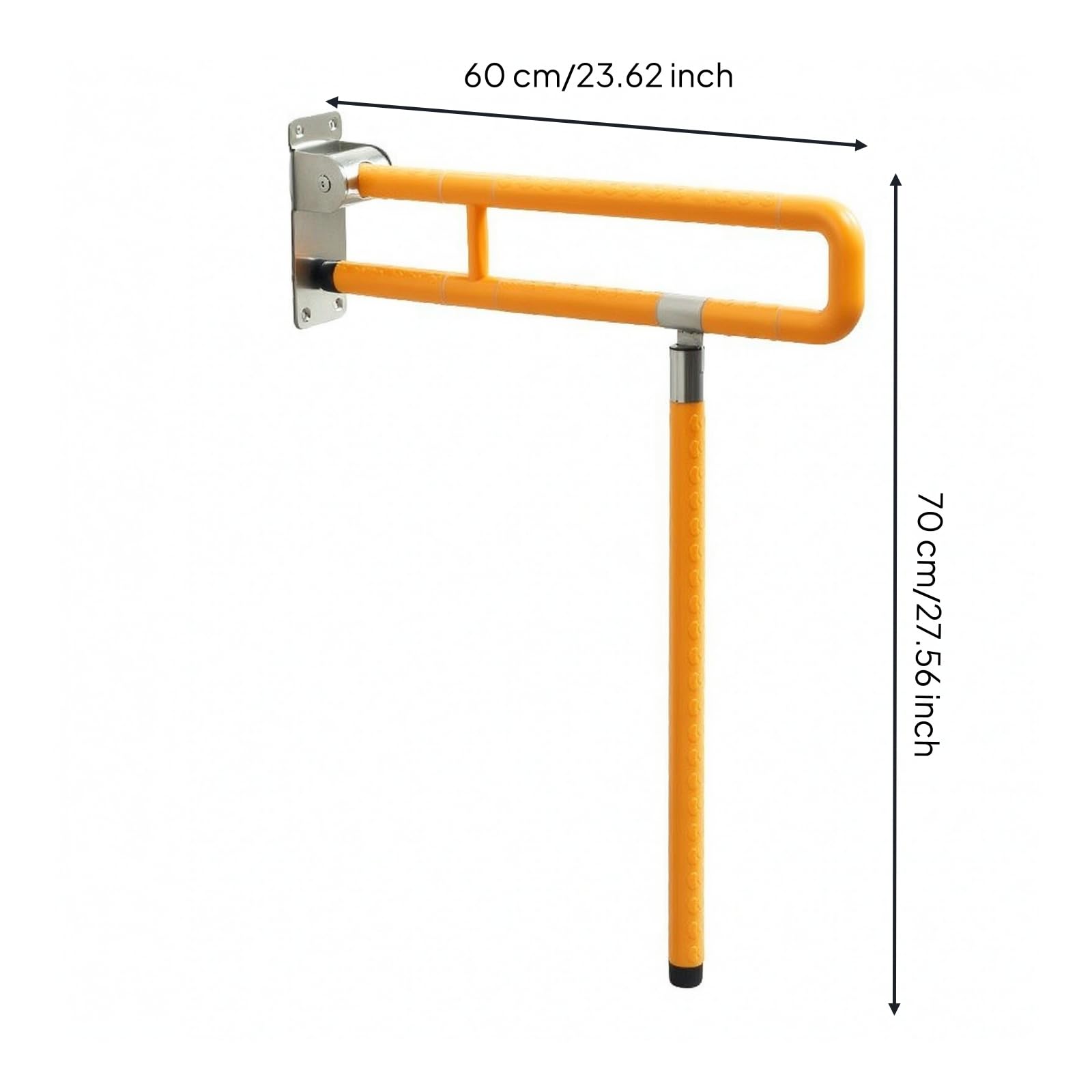 Maniglione Ribaltabile Robusto, Giallo, Giallo, 600mm - Con Gamba