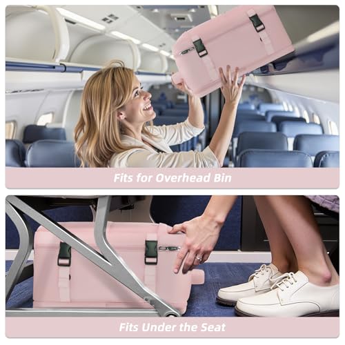 Cmezevi Reiserucksack 20L 40x20x25 cm, Flugzeug Handgepäck Kompatibel Ryanair/EasyJet, 14-Zoll Laptop Rucksack, Leichter Kabinenrucksack mit Trolley-Sleeve, für Business, Schule, Reisen - Rosa