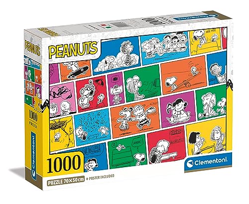 Clementoni - 39803 - Puzzle Peanuts - Jigsaw Puzzle 1000 Pieces, Jigsaw Puzzle for Adults Comic Puzzle - Made In Italy