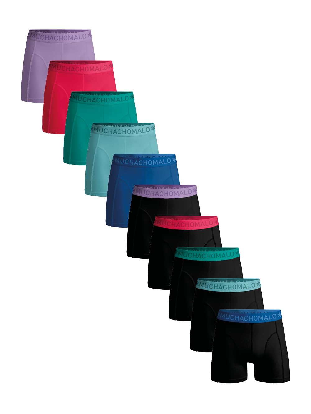 Muchachomalo Uomo Boxer 10-Pack, Tinta Unita, Cotone, Fascia Elastica
