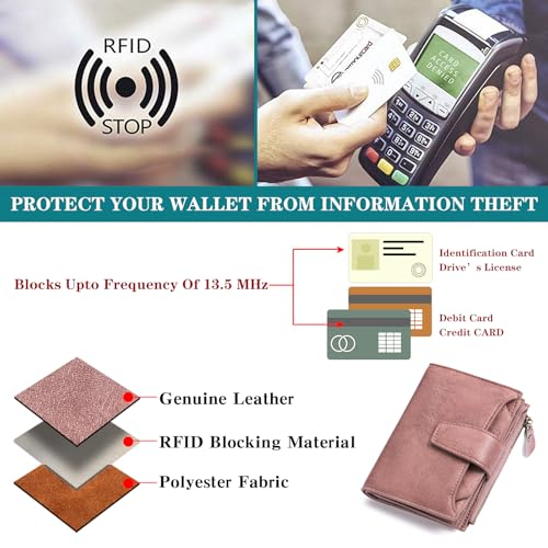Image of FALAN MULE Small Wallet for Women Leather Bifold Compact RFID Blocking Small Womens Wallet Purse