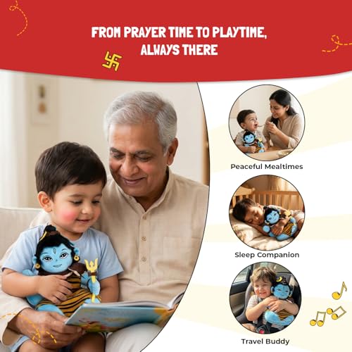 Image of Panda's Box Mantra Chanting Baby Shiva Soft Toys for Kids | Musical Stuffed Plush Toy for Girl & Boy | Non-Toxic, Safe | Best Birthday Gift for Newborn & Toddlers | Free Colouring Book | Medium 28 CM