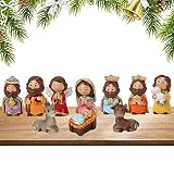 Holdes 10 piezas de belén de Navidad, figuras de belén de resina, para manualidades infantiles, figuras de festivales de resina, regalo de decoración para hombres y mujeres