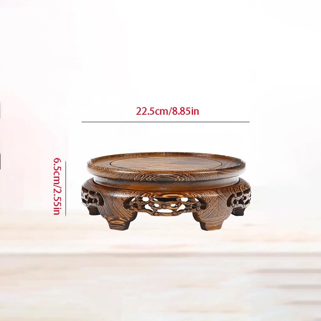 Vaso Bonsai Rotondo in Legno massello, Grande Vaso Bonsai, Vaso da Fiori Artigianale, Ornamenti, Base per Acquario, Supporto per teiera, Base per espositore