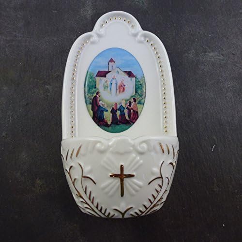 Florentine Porcelain Our Lady of Knock small Holy water font 5" collection Catholic gift