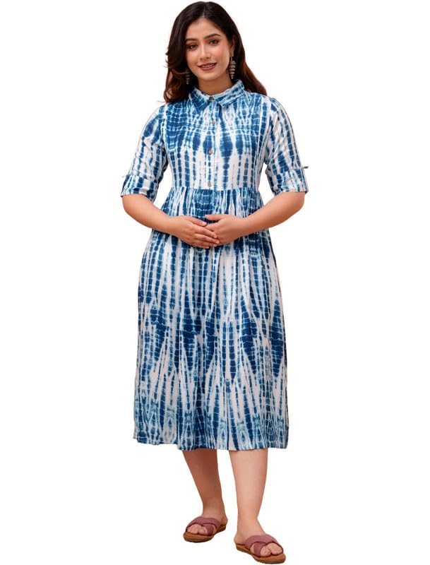 SUUT ClothingWomen's Ethnic Stylish Tie & Dye Motifs Dobby Design Concealed Zip for Feeding