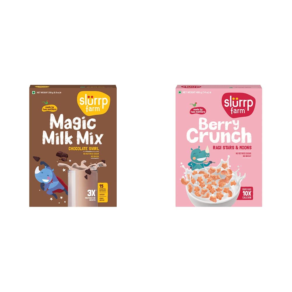 Slurrp Farm High Protein Chocolate Swirl Milk Mix | 250g & Slurrp Farm Berry Crunch Strawberry Cereal| 400 g-image-17