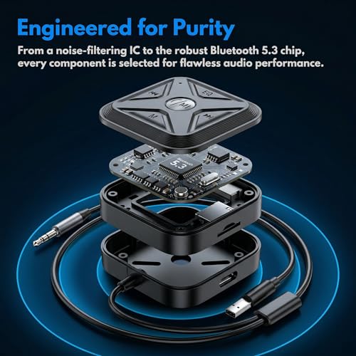 Bluetooth 5.3 Aux Car Adapter Noise Cancellation