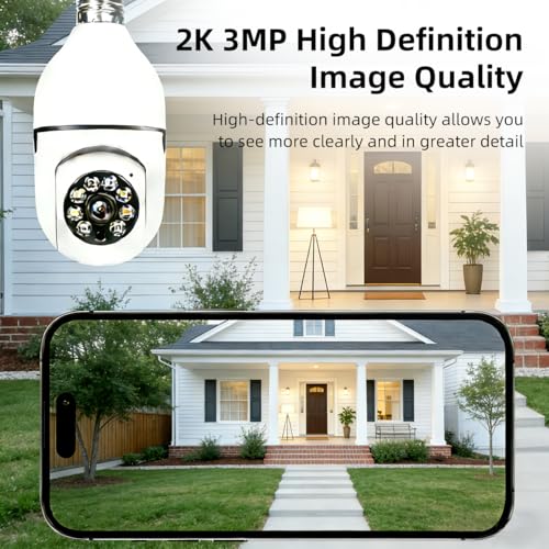 Hawkray Light Bulb Security Camera -5G& 2.4GHz WiFi 2K 3MP Security Cameras Wireless Outdoor Motion Detection and 911 Alarm Monitoring,Open AI Enabled,US Local Cloud, Color Night Vision, thumbnail 6