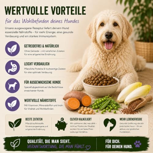 My Pet Club Vegi (1 x 14,5 kg) vegan/vegetarisches Hundefutter mit Süßkartoffel I Sensitiv & Hypoallergen I Alleinfuttermittel für Hunde ab dem 12ten Lebensmonat