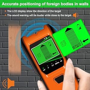 Stud Finder Wall Scanner, 5 in 1 Multifunction Stud Locator with Smart Sensor, HD LCD Display and Audio Alarm for The Center & Edge of Metal, Studs, AC Wire, and Pipe Detection (Tropical Orange) — photo 5 of 6