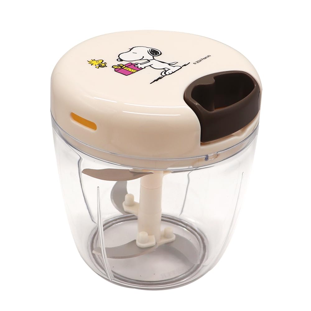 K&A スヌーピー ぶんぶんチョッパー 900 強化版 みじん切り器 ふたも洗える 5枚刃 PEANUTS BBC-SN09 (02.Give(ブラウン)【トライタン】)