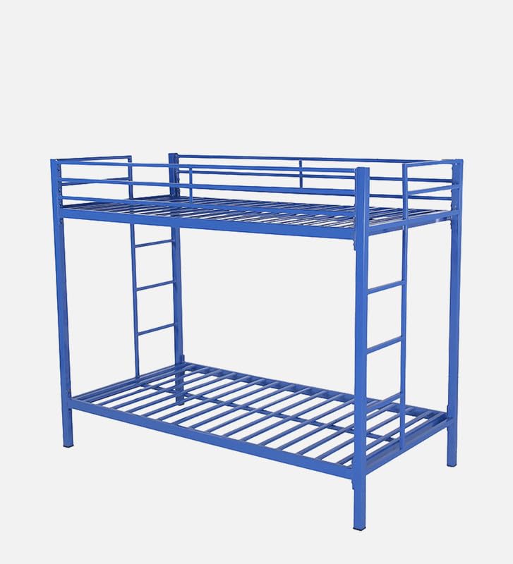 Image of Pilio Twin Over Twin Metal Bunk Beds for Kids | Bunker Bed for Adults | Double Decker Bed for Kids Room Furniture | Frame Only, Mattress not Included (Base Blue)